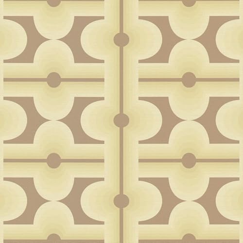 Profhome Retro Tapete 395333-GU heißgeprägte Vliestapete oliv blass-grün gelb-grau 0,53 m x 8,50 m = 4,50 m2