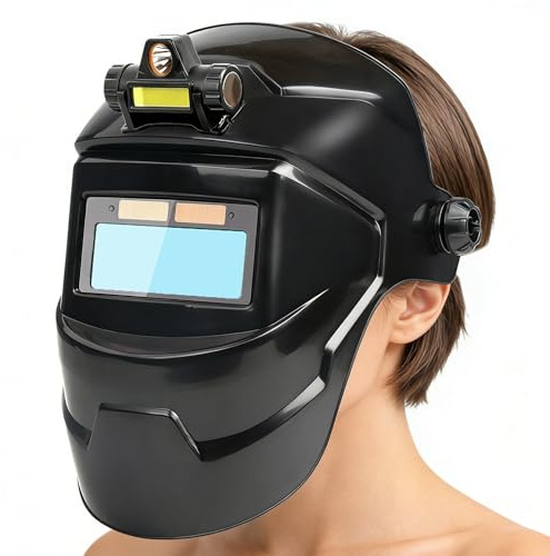Casco de soldadura automático – Equipo de soldadura con luz | Campanas de soldadura resistentes al calor para altas temperaturas | Para taller doméstico de construcción, industria, seguridad para