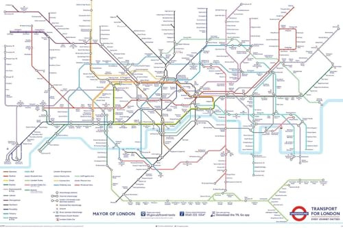 Grindstore TFL London Underground Map Laminated Maxi Poster - Large Wall Art Print for Home, Office, Classroom Decoration, Gift Idea 91.5x61cm