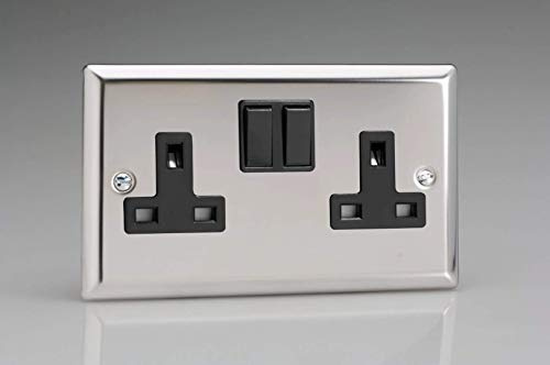 Varilight - 2 Gang 13 Amp Double Switched Socket Chrome - XC5B
