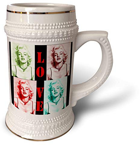 3dRose Love Marilyn Monroe. - Stein-Tasse, 510 ml (stn_253499_1), 625 ml, Weiß