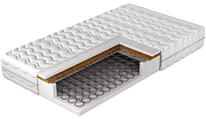 Mirjan24 Matratze Parma mit Kokosmatte, Bonellfederkernmatratze, Höhe: 18 cm, Härte: H5 und H3, Zweiseitige, Bonellfedern und Polyurethan Schaumstoff, Bezug waschbar, Reißverschluss (90x200)