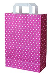 Papiertragetaschen mit Flachhenkel Punkte PINK (32 + 12 x 40 cm, 25 Stück)