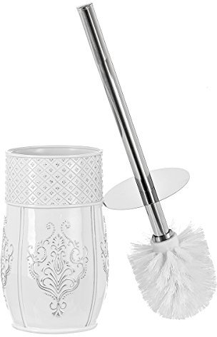 Creative Scents Vintage White Toilet Brush Set - Toilet Bowl Brush and Holder - Good Grip Toilet Bowl Cleaner Brush and Holder, Decorative Toilet Bowl Scrubber