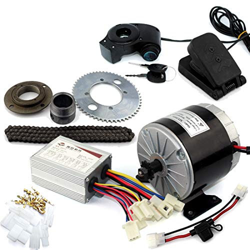 L-faster 24V36V 350W Motor Kit Electric Gokart Engine System with Gas Pedal Electric Child Bike Conversion Kit DIY Electric 4-Wheels Cart (36V Pedal kit)