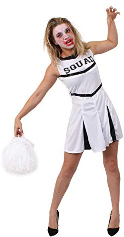 Zombie-Cheerleader-Kostüm, Weiß