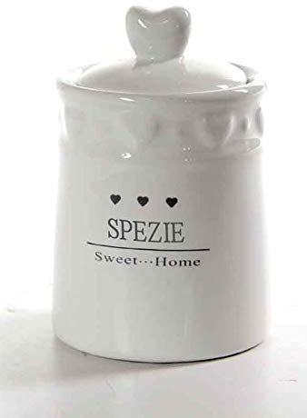 Gicos Barattolo Contenitore Porta spezie 12 cm barattolino in Ceramica Decoro Cuore Sweet Home TKO-710339