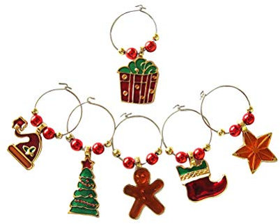 STOBOK 6 stücke Weinglas Charme Ringe Weihnachten Thema Glas Trinken Marker Tags Draht Hoops Party Favors Liefert