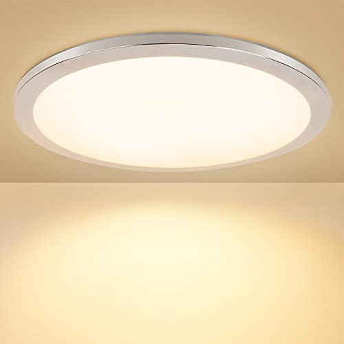 PADMA Bathroom Light Ceiling 18W Flush Round LED Ceiling Lighting, Ultra-Thin Ceiling Lights IP44 Waterproof 3000K 1440LM Warm White Ceiling Light for Kitchen, Hallway, Bedroom, Living Room Ø30cm