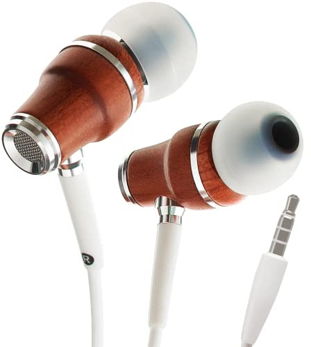 Symphonized® In Ear Kopfhörer mit Kabel und Mikrofon HD, Premium Noise Cancelling kopfhoerer In Ear, 8-mm-Bass, 3D-Sound aus Bubinga-Holz, Lautstärkeregler für Mobilgeräte, PCs und Tablets. NRG