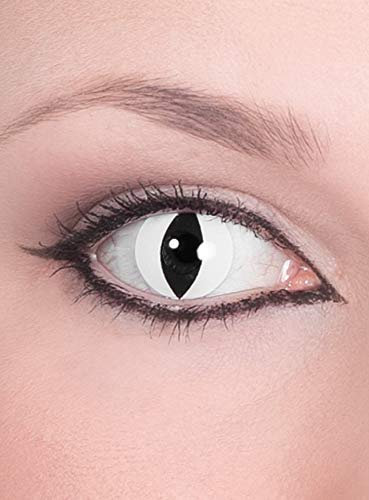 Raubtier weiße Kontaktlinsen/Monatslinsen - Motivlinsen ohne Sehstärke - Unisex - Erwachsene - ideal für Halloween, Karneval, Motto- und Horror-Party