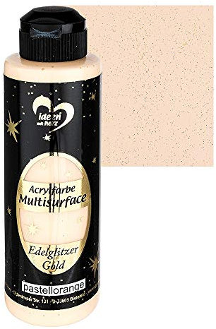 Ideen mit Herz Pittura acrilica Multisurface con glitter preziosi | vernice universale a base d'acqua | con elegante glitter oro brillante | 180 ml (arancione pastello)