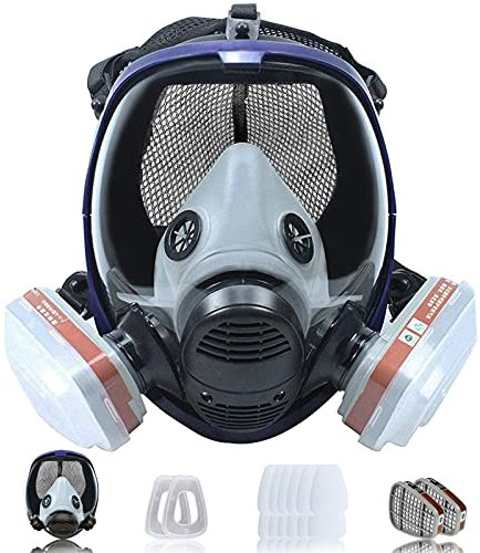 Respiratore a Pieno facciale Kit Respiratore Maschera Antigas 18 in 1, Maschera Facciale Riutilizzabile con Filtro in Cotone Sostituibile Per Verniciatura a spruzzo, DIY lavoro, Agricoltura