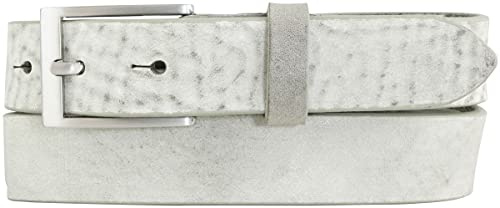 BELTINGER Herren-Gürtel aus weichem Vollrindleder Vintage-Look 3 cm | Leder-Gürtel für Herren 30mm | Schmaler Gürtel Used-Look | Hellgrau 100cm