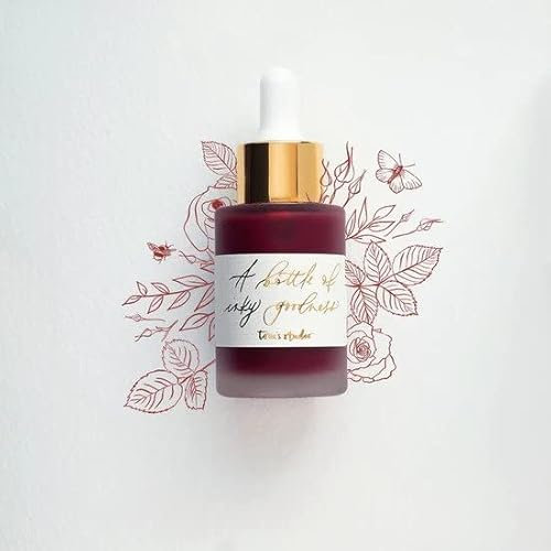 Tom’s Studio Calligraphy Ink | (30ml, English Red Rose) | Water Resistant Ink for Dip Pens & Brushes, with Pipette | Best for Flourishes, Artwork and Illustrations | Acid Free, Non Toxic and Vegan |