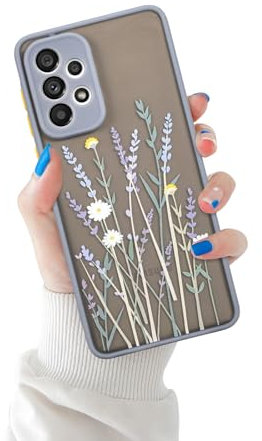 Ownest Kompatibel mit Samsung Galaxy A33 5G Hülle, Aesthetic Blumen Muster Transparent Mode Matt PC Weiche TPU Schutzhülle Silikon Case Handyhülle - Blume