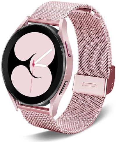 DEALELE Armband Kompatibel mit Samsung Galaxy Watch 7 / FE / 6/6 Classic / 5/5 Pro / 4/4 Classic / 3 41mm, 20mm Edelstahl Metall Mesh Ersatz Bands für Huawei GT3 / GT2 42mm Herren Damen,Rosapink