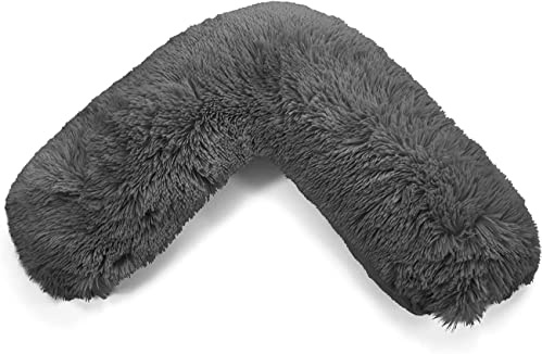NIGHTZONE Teddy V Shaped Complete V Pillow or V Case Only For Neck Maternity Back Support Soft Warm Plush Cosy Fleece V Shape Cover (Teddy Cuddles Charcoal, Teddy Cover With V Pillow)
