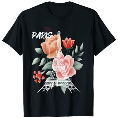 Paris Rose Tour Eiffel Souvenir France T-Shirt