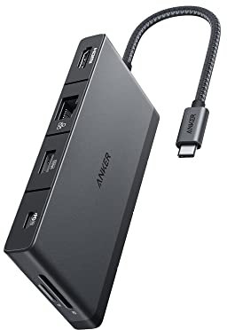 Anker USB C Hub, 552 USB-C Hub (9-in-1, 4K HDMI) with 100W Power Delivery, 4K@30Hz HDMI, 4 USB-C and USB-A Data Ports, Ethernet and SD/microSD Card Slot for MacBook, HP, Dell Laptops, and More