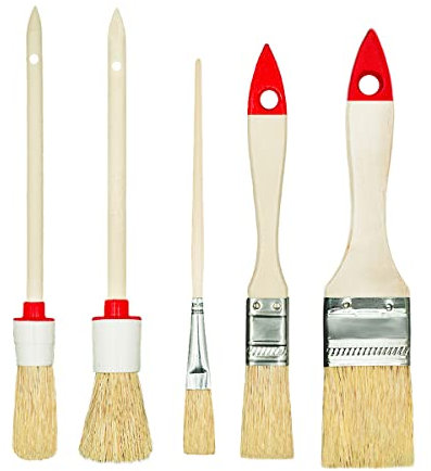 M7 Lot de 5 Pinceaux 3 Plats 2 Ronds 0 3/4 1,5 2 4 Série 03 pour Travaux de Peinture avec Peintures et Vernis Couverture Uniforme Poils Naturels