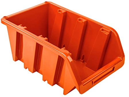 50x Stapelbox 230 x 120 x 160 mm – Stapelboxen Set - Sichtbox Sichtlagerboxen Lagerbox, Orange