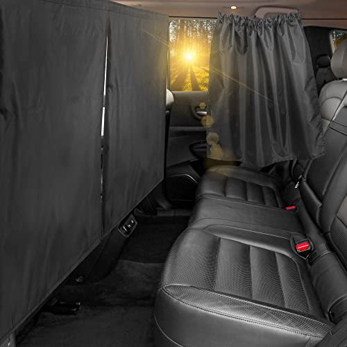 VANPET 99% lichtblockierende Autovorhänge, 1 Rücksitz-Trennvorhang und 2 hintere Seitenfenstervorhänge, Autovorhänge für Fenster, breite Limousine, SUV-Sonnenschutz, Auto-Cabana (extra große