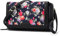 Peacocktion Damen Umhängetasche, Kleine Crossbody Taschen Schultertasche, Handgelenkstaschen Geldbörse mit Crossbody und Handgelenk 2 Riemen, Handytasche zum Umhängen, 03-Schwarz Rose Floral