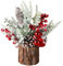 Hatisan Kleiner Weihnachtsbaum, künstlicher Weihnachtsbaum mit Weihnachtsschmuck, Tannenzapfen, Beere, Tisch-Weihnachtsbaum für Weihnachtsdekorationen, Zuhause, Zimmer, Party, Winter, drinnen und