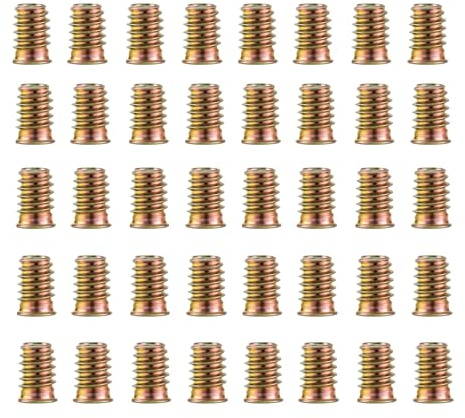 HXJDAM 40 Pièces Insert Fileté Bois M6 x 15mm,Inserts d'écrou, Écrou hexagonal fileté en alliage de zinc,écrous à visser,Manchons à Visser,Écrou à Tête pour meubles en bois.