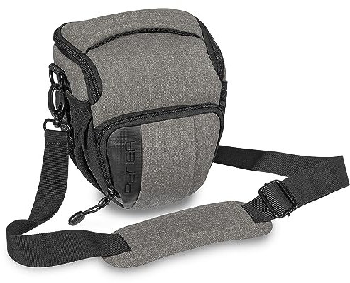 Pedea Kameratasche Fashion für Spiegelreflex DSLR SLR Spiegelreflexkamera Fototasche für DLSM Systemkamera mit Regenschutzhülle für Zubehör und Objektive, Gr. M hellgrau