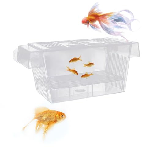 Doppelschichtige transparente Isolationsbox, multifunktional, schwimmend, mit Saugnapf, zur Pflege von Jungfischen im Aquarium, 12,6 x 7 x 7 cm
