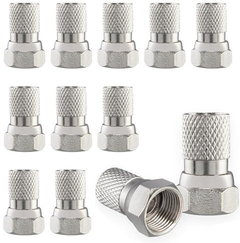 Connettore F 7mm avvitabile,Connettori F,Connettore F,Spina satellitare Tipo F,Spina F,Spina F 7 mm,75-5 F connettore a vite,per cavo antenna coassiale,cavo SAT coassiale,12 pezzi
