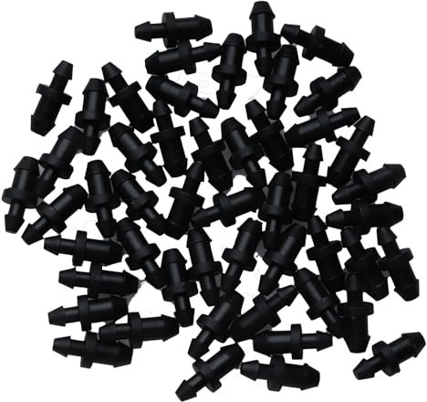 Sowaka 50 tappi per irrigazione a goccia in plastica nera da 6,35 mm, tappi per irrigazione per casa, giardino, prato, forniture (nero)
