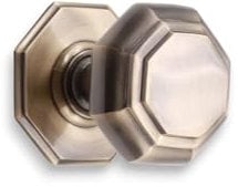 Infinity Decor Antique Brass Octagonal Solid Brass Large Centre Door Knob Pull Handles 80mm – Ideal for External and Internal Use