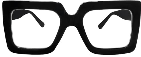 hoyuwak Übergroße quadratische Blaulicht-Brille, großer Rahmen, Computerbrille, dick, modisch, klare Brille für Damen