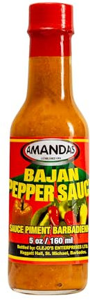 Amandas Barbadian Hot Pepper Sauce 160ml | Authentic Caribbean Bajan Hot Sauce | Spicy Gourmet Hot Sauce Made in Barbados | Perfect for Cooking, Marinades, and Dips | Vegan, and All-Natural