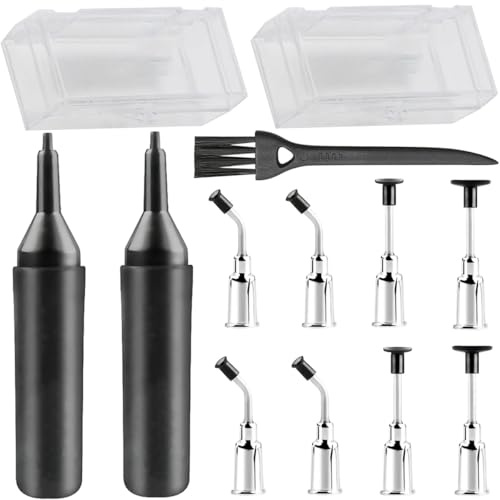 Youmile 2 pcs Vacuum Sucking Pen IC Puller IC Pick up Tool Chip Remover Tool Circuit Board chip Puller with Suction Tips Suction Cups Storage Box for QFP TSOP TSSOP chip IC removal