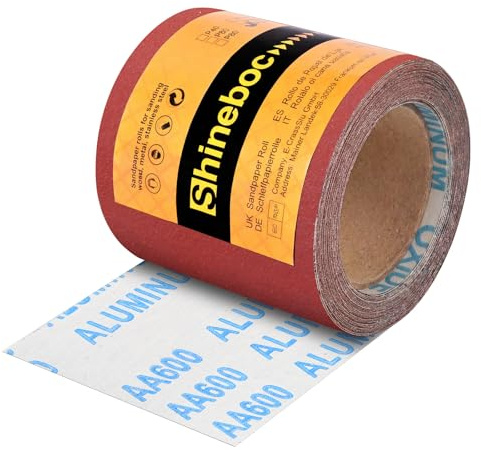 Shineboc Sandpaper Roll 115mm x 10m Trockenschleifpapier 600 Körnung | für Handschleifer zum Holz,Metall,Stahl,Edelstahl