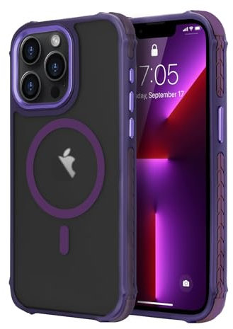 LLZ.COQUE Magnetic Case for iPhone 13 Pro Max, Compatible with Magsafe Translucent Matte Anti-Slip Phone Case, Military Grade Protection Rugged Shockproof Durable Cover for iPhone 13 Pro Max, Purple