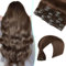 VINBAO Clip in Extensions Echthaar Remy Braun Gerade Echthaarverlängerung Unsichtbar für Frauen 18 Zoll 120g 6 Stück Dickes Haar (#4,45cm)