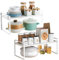 AKOLAFE 2 piezas Organizador armario Cocina extensibles de 35-65 cm Estanteria Cocina de metal almacenaje cocina organizador especias cocina para Baño, Oficina, Encimera, aparador (Blanco)