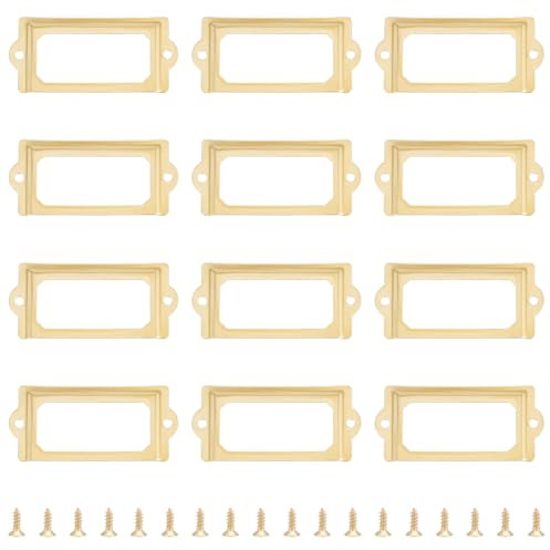 UNICRAFTALE 20pcs Cadre Étiquette Porte Étiquettes Doré 33mm Cadre Porte-Étiquettes Métal Cadre Étiquette de Nom pour Tiroir Armoire Porte Étiquettes avec Vis pour Bureau Bibliothèque Étagères Tiroir