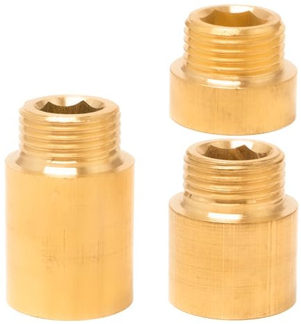 Sixfolo 3 Pezzi Prolunga Ottone 1/2 Pollice Prolunga per Rubinetto da 10 mm 20 mm 30 mm Raccordo Prolunga per Rubinetto Prolunga Filettatura in Ottone per Acqua Potabile e Riscaldamento
