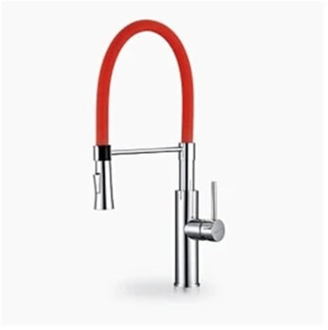 Grifo de cocina colorido, grifo blanco, grifo hidráulico extraíble for cocina, grifo mezclador(Red)