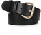 WHIPPY Gürtel Damen Leder Schwarz Schnalle Ledergürtel Gold Schnalle für Jeans Hosen Kleid,schwarz+130cm