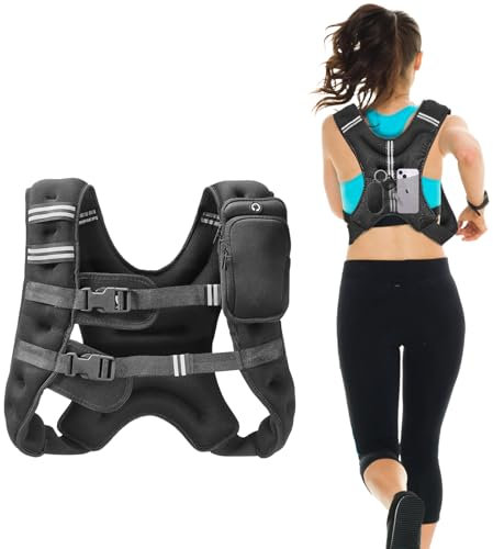 VEVOR Gewichtsweste 7,32 kg mit reflektierendem Streifen, verstellbare Schnalle, Körpergewichtsweste für Männer und Frauen, Trainingsgerät für Krafttraining Laufen Joggen Fitness Gewichtsverlust