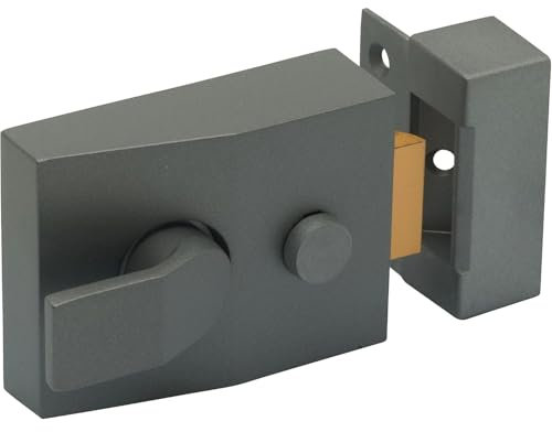 AMK® Sterling Deadlocking Nightlatch Grey Standard Size for 35-60mm Doors Key Operated from Outside with Deadlock Function