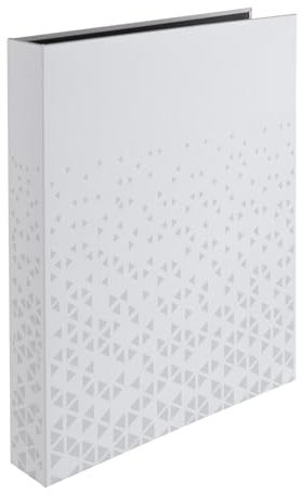 HERMA Ringbuch A4 Weiß, schmal, 4 Ringe, 46 mm breit, Ringordner mit veredeltem Dreieck Muster und Softtouch Oberfläche, Hardcover Ordner für Fotohüllen, Prospekthüllen und Sammelhüllen