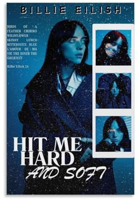 GYBDNS Billie Eilish Hit Me Hard And SoftArt Album, Leinwandgemälde, Wandkunst, Deco, Hip-Hop-Musikalbum, Ölgemälde, Deko-Leinwand, 20 x 30 cm, ungerahmt, 20 x 30 cm